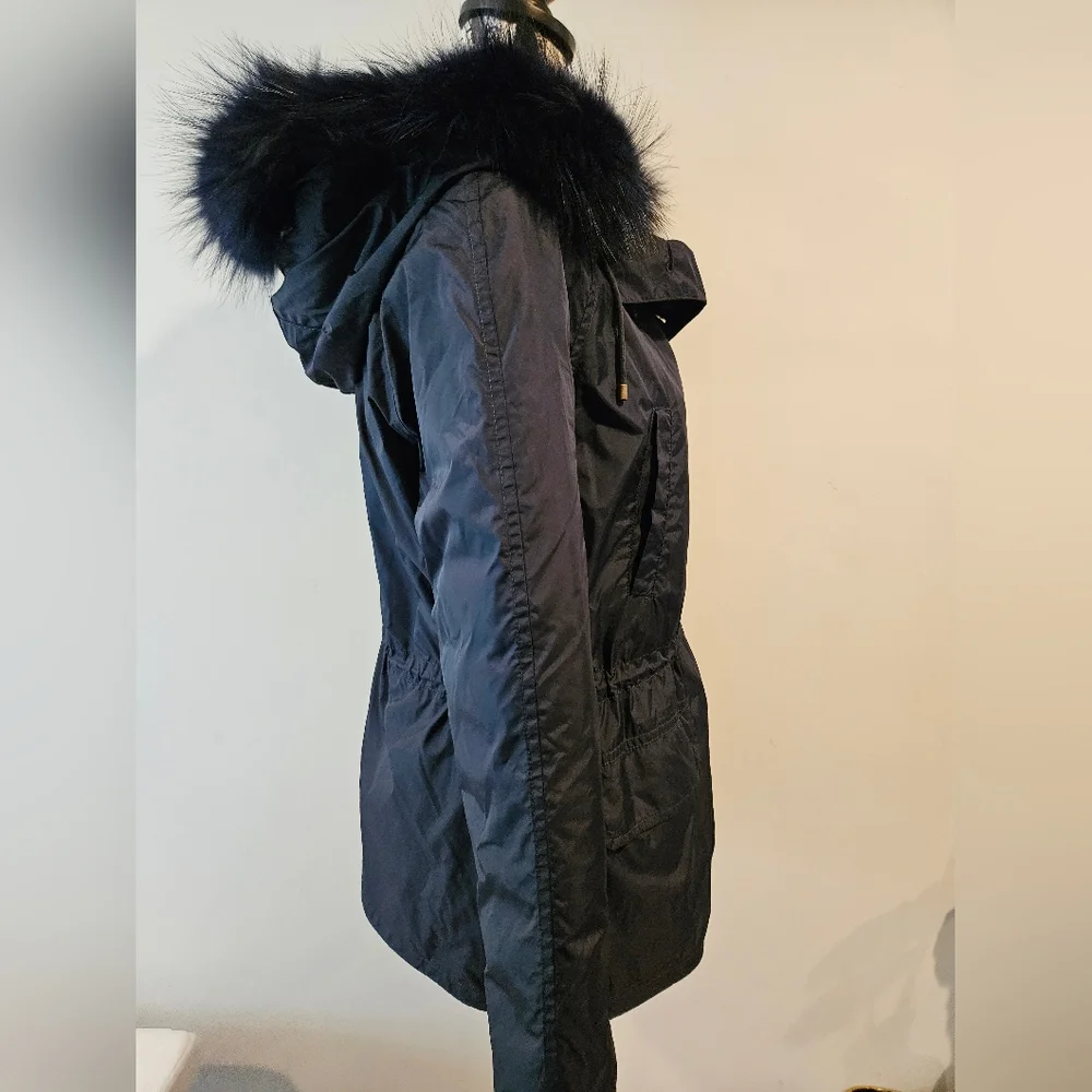 ⭐️ Army Yves Salomon genuine fur lined navy blue parka size 32 - Picture 6 of 16